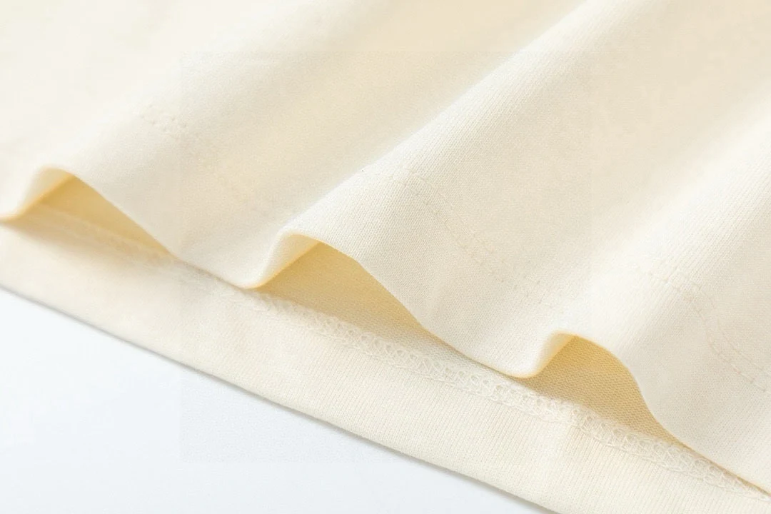 Double-sided embroidered round neck cotton T-shirt