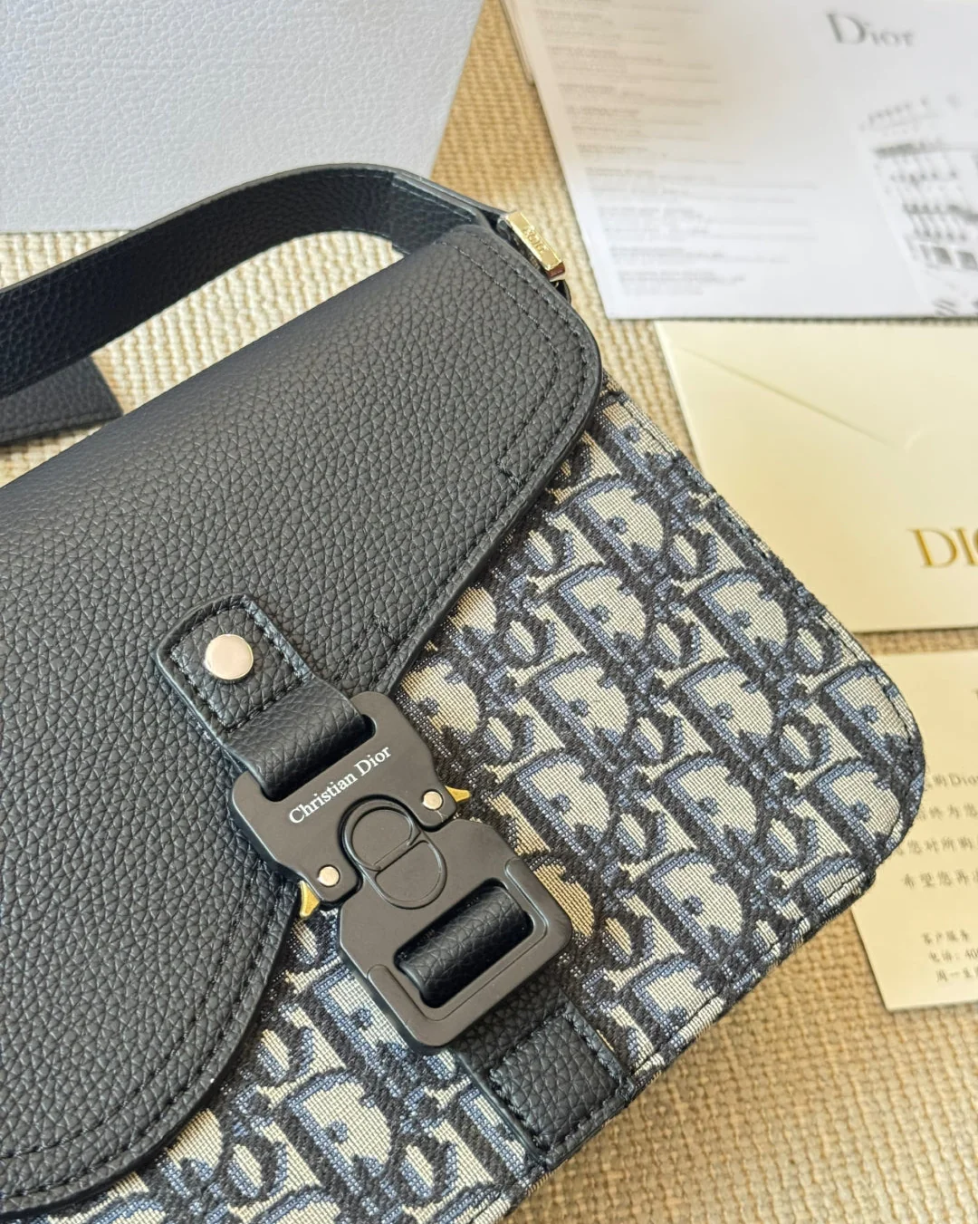 Unisex Embossed Leather Messenger Bag