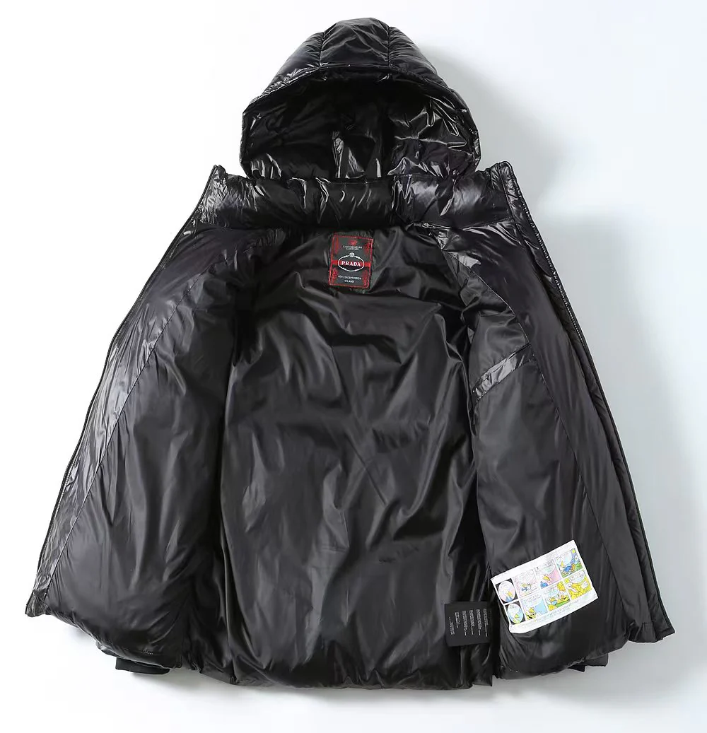 Silicone label hooded down jacket