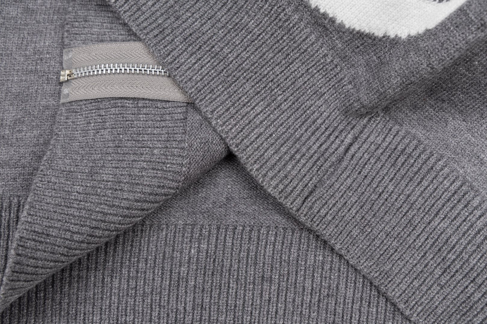 Jacquard zipper knitted sweater cardigan