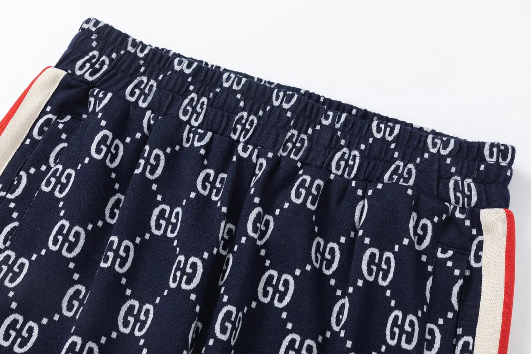 Web-paneled jacquard trousers