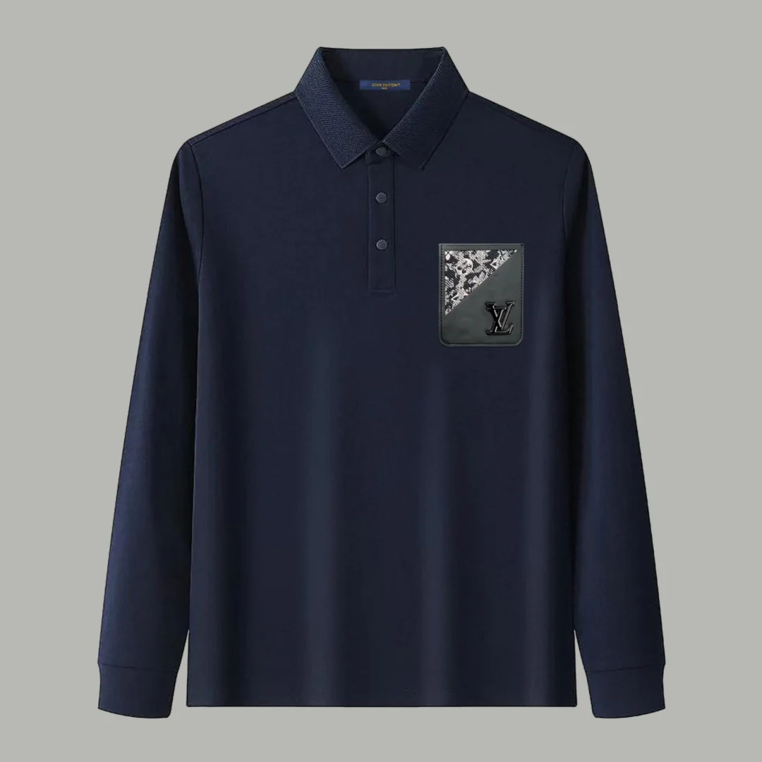 Pocket lapel polo long-sleeved T-shirt