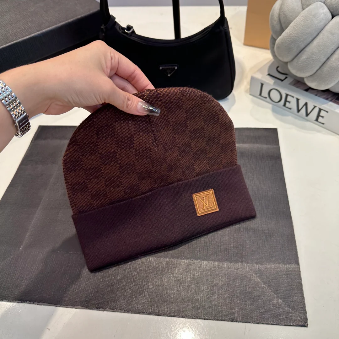 Plaid jacquard scarf and hat set