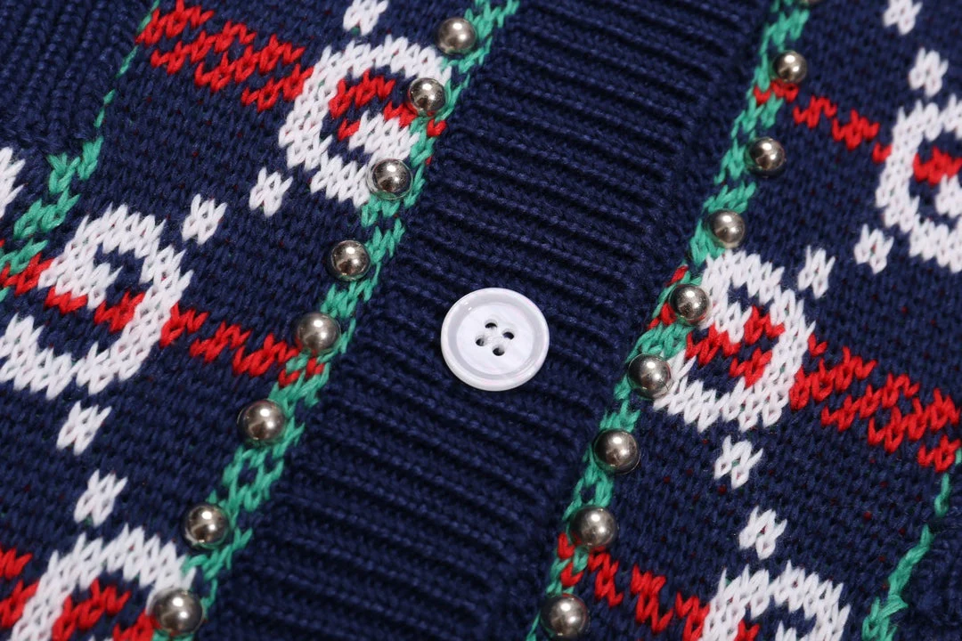 Knitted embroidered cashmere cardigan