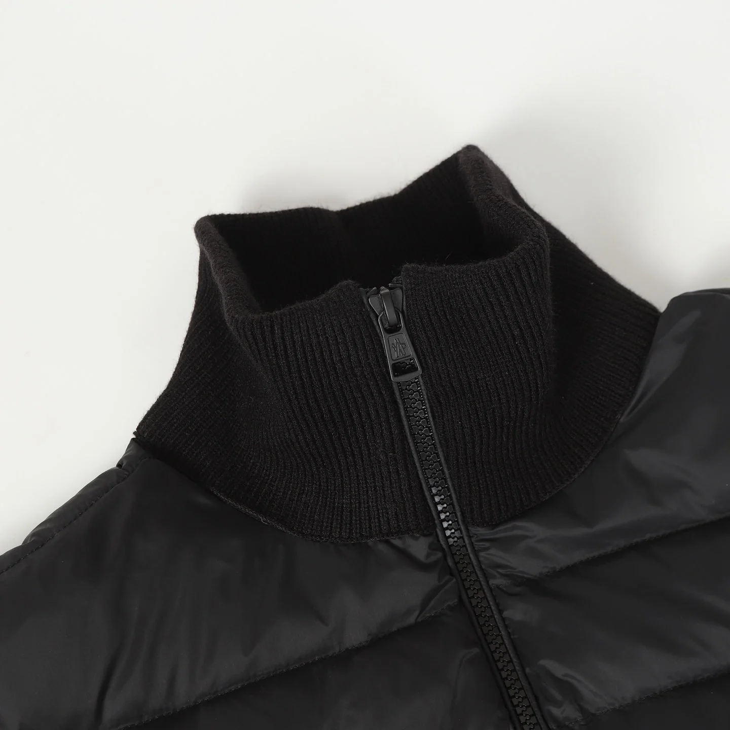 Wool Sleeve Matt Black Hooded Knitted Jacket