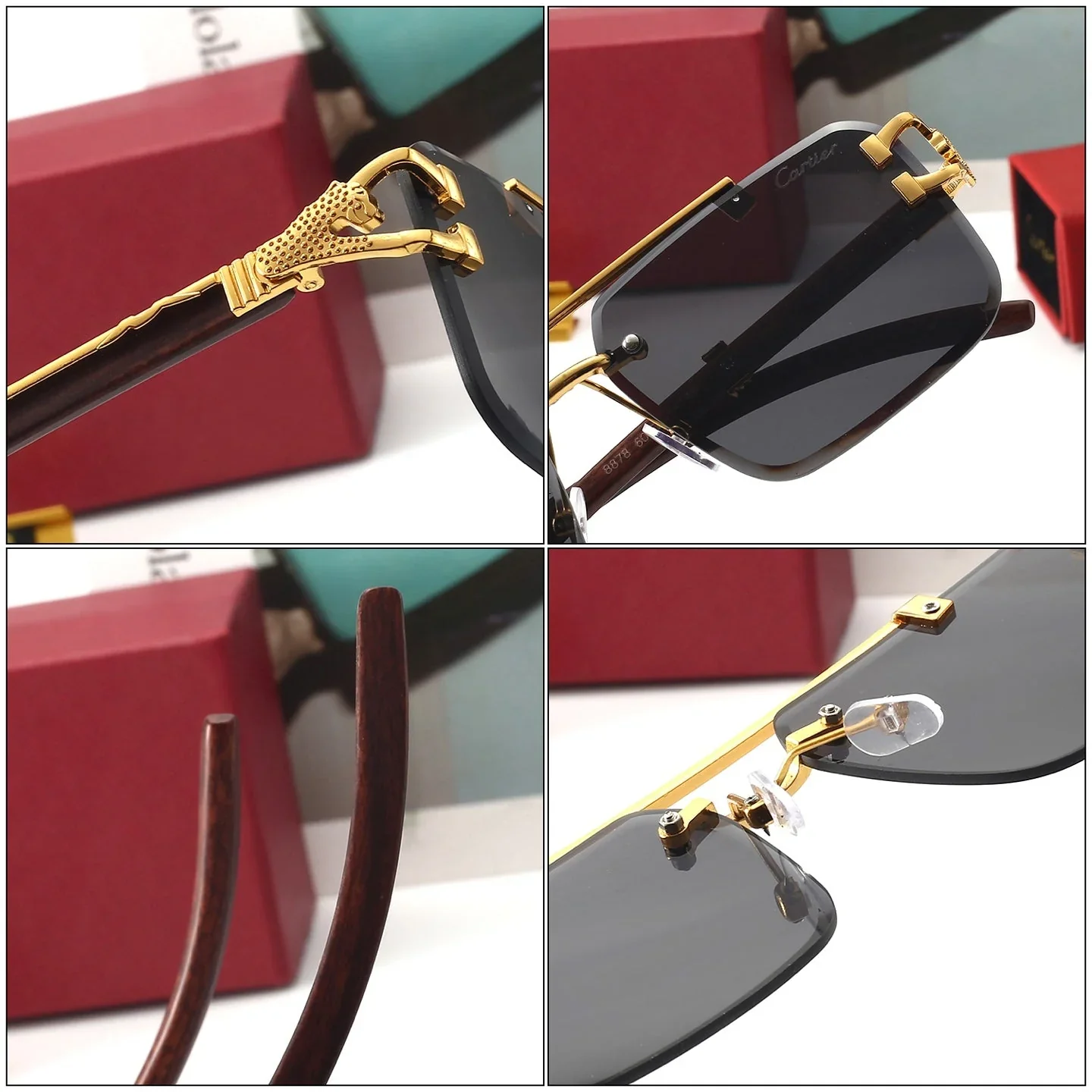 5 colors of trendy rimless sunglasses 8878