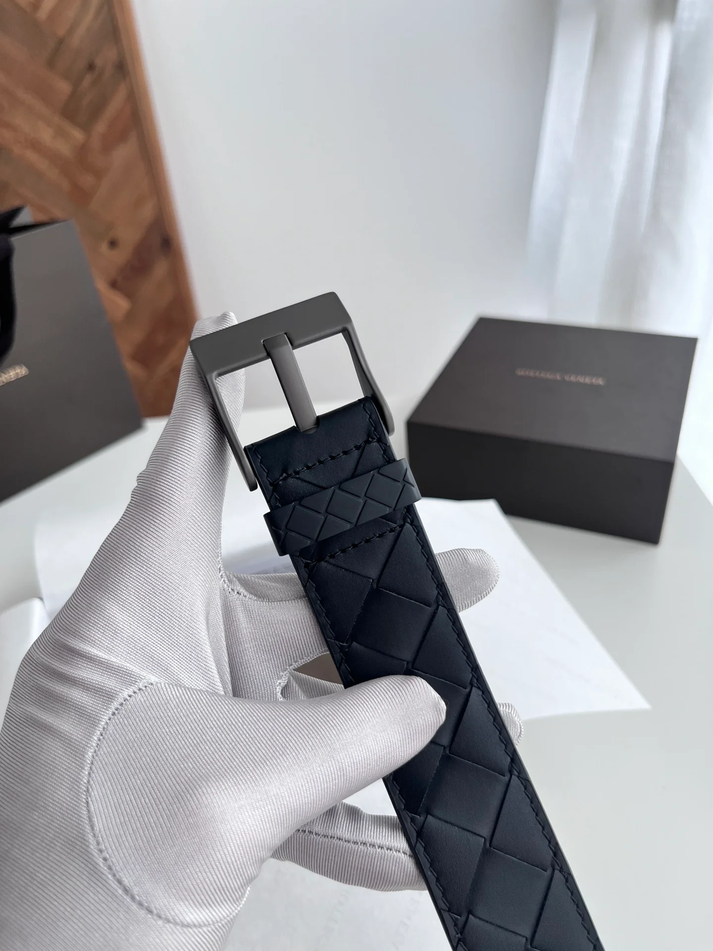 Braided calfskin belt