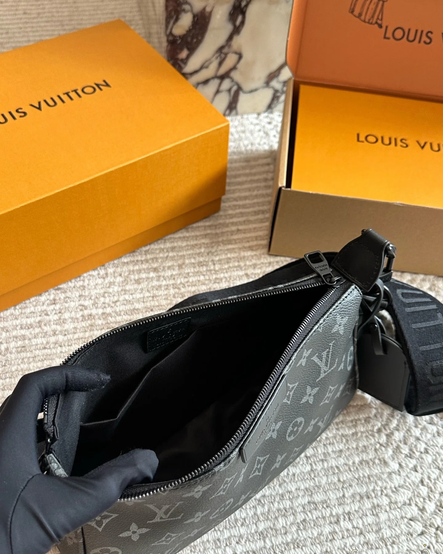 Men's Embossed Crossbody Bag