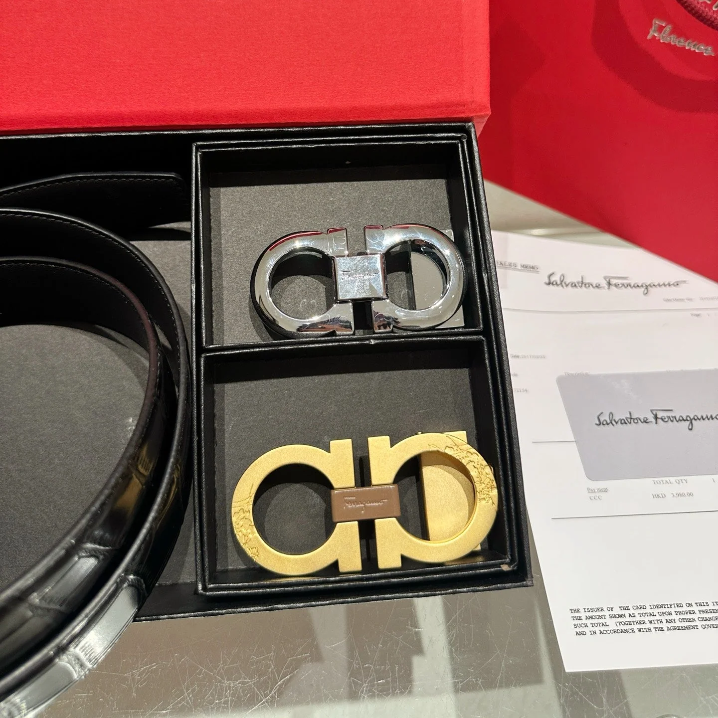 Men's 2-Color Buckle Belt with Gift Box