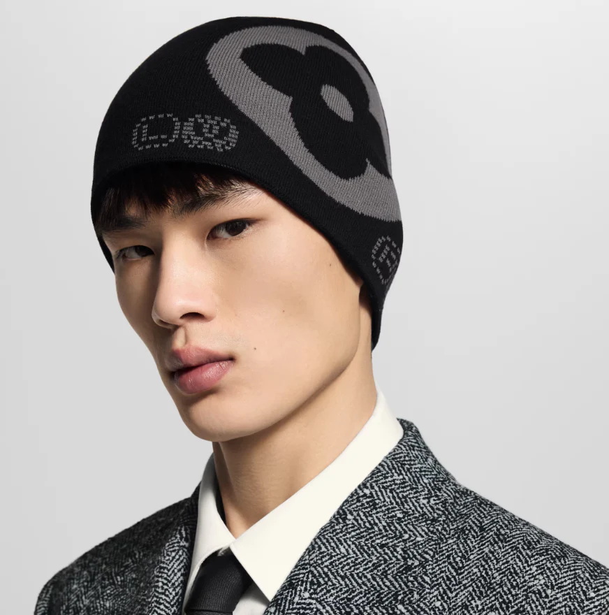 Reversible jacquard floral knit hat