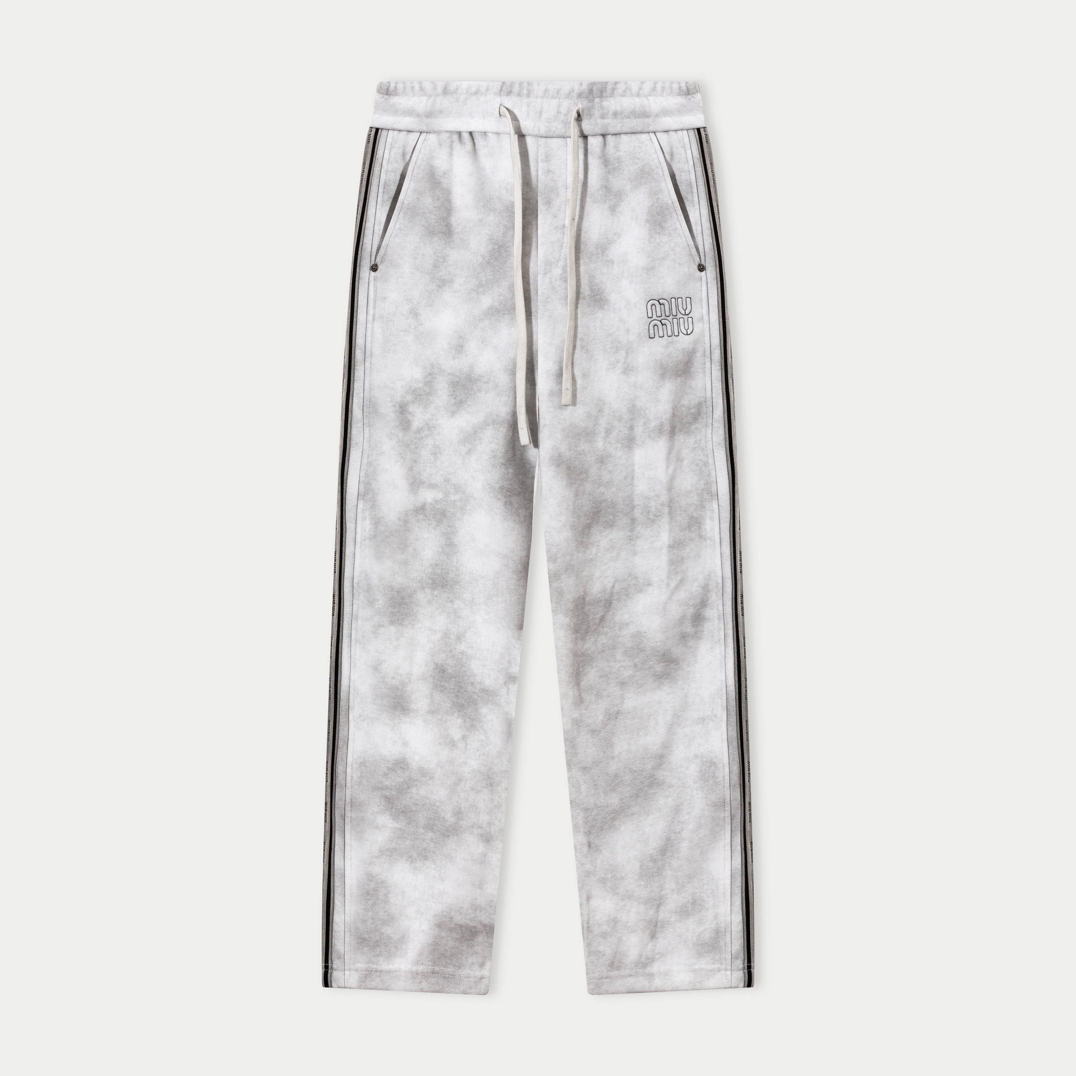 Embroidered cotton drawstring trousers