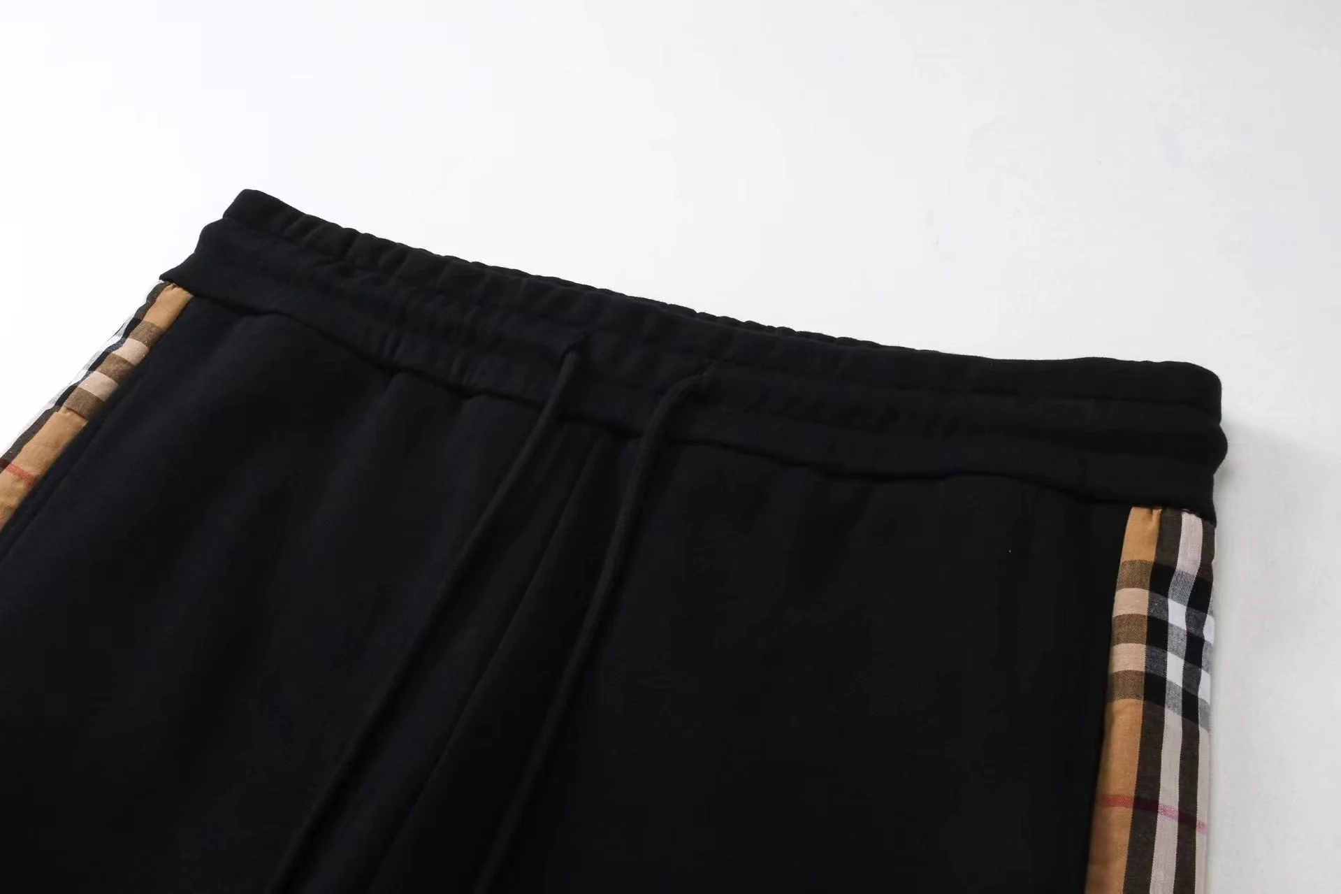 Plaid drawstring casual trousers