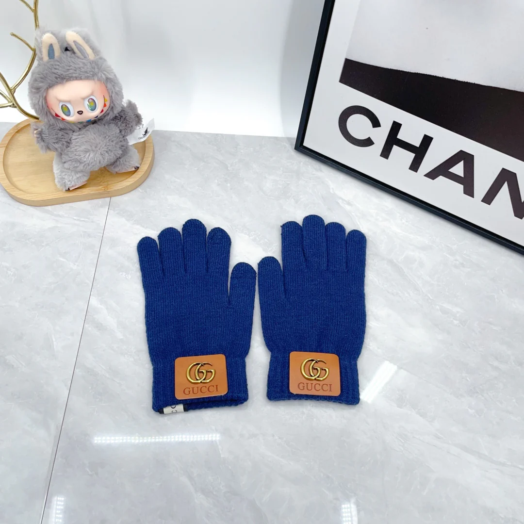 Metal Letters knitted scarf hat gloves set