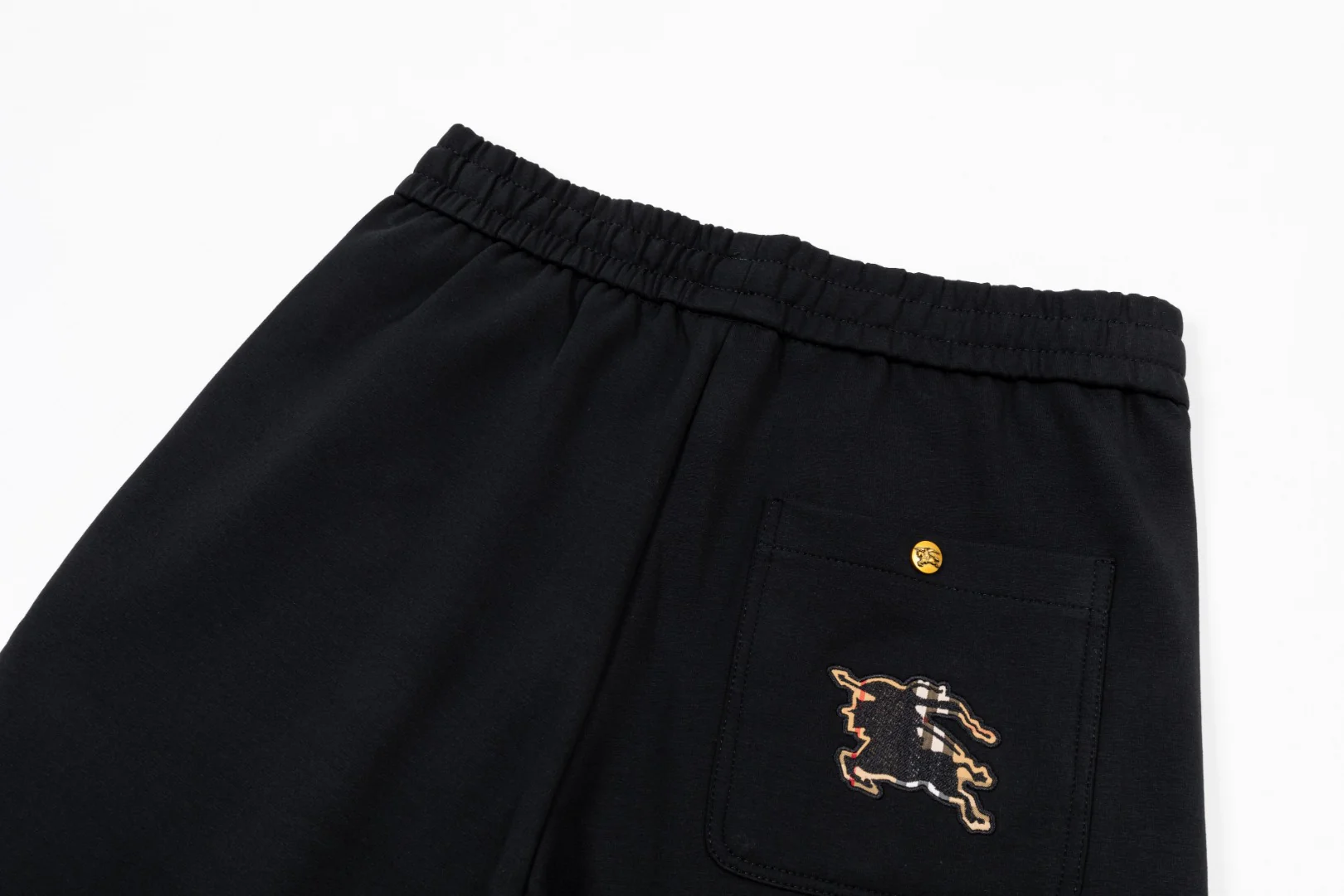 Embroidery plaid cotton drawstring trousers