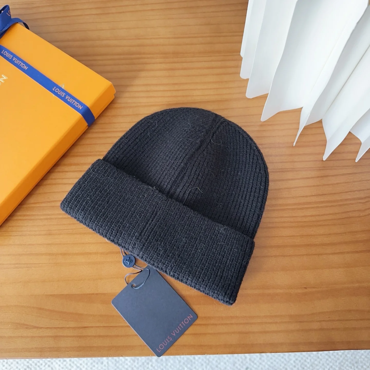 Leather Printed Cashmere Knitted Beanie