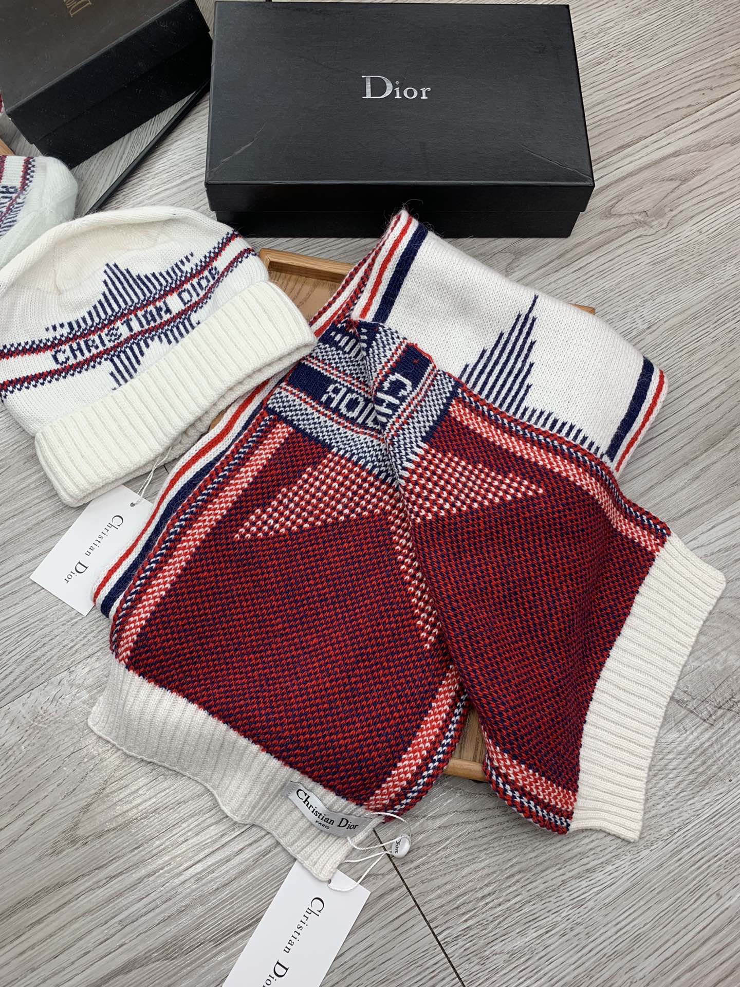 Star jacquard scarf and hat set