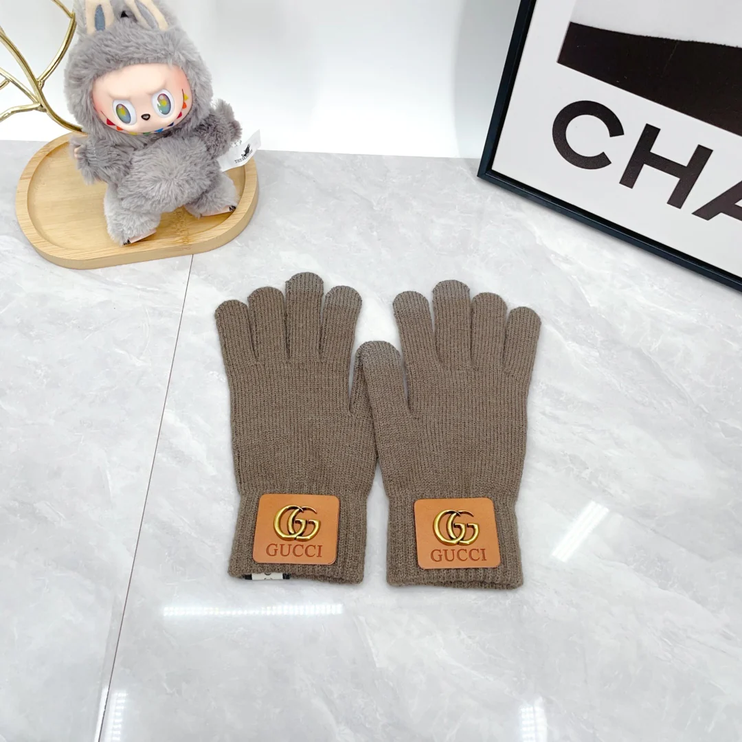 Metal Letters knitted scarf hat gloves set