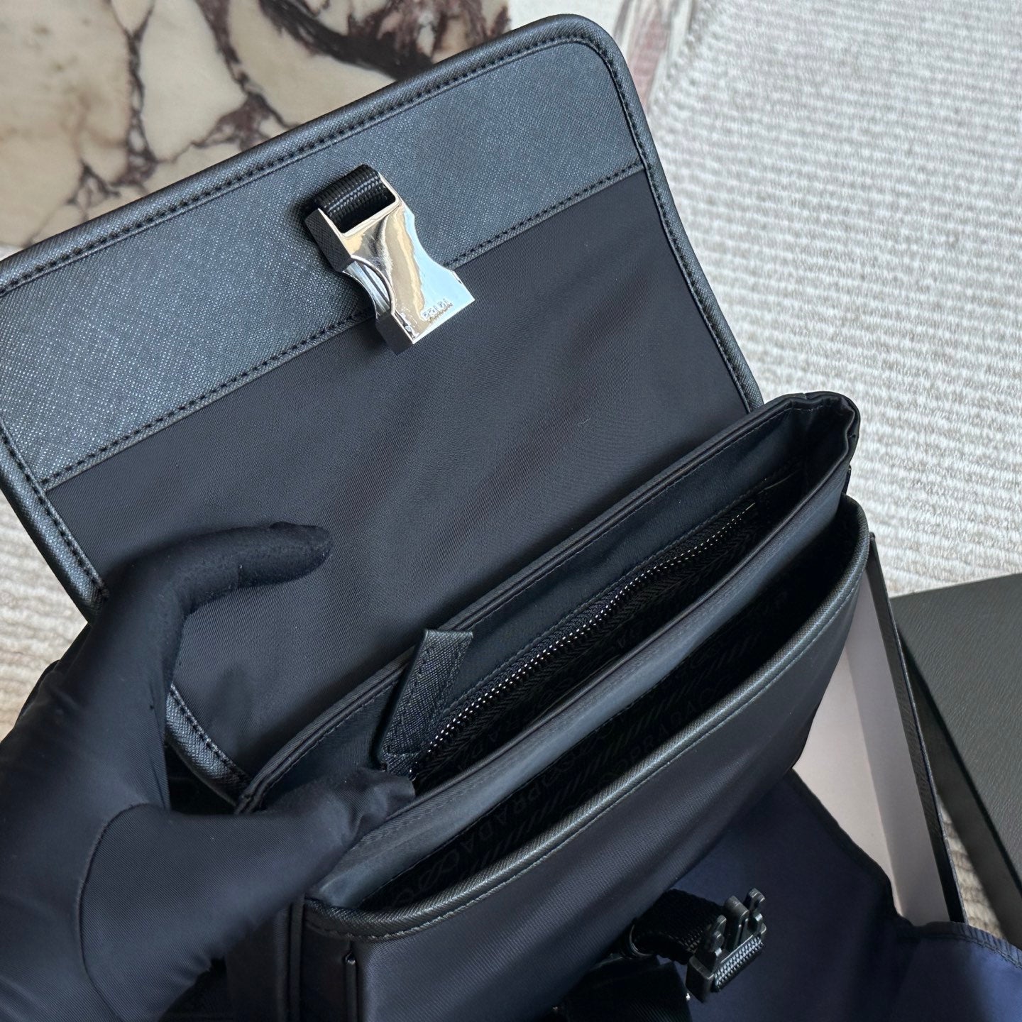 Men's Recycled Nylon Leather Crossbody Bag