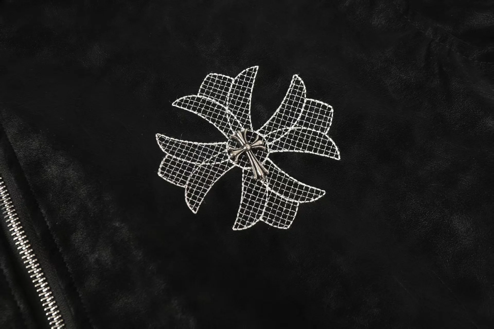 Fur embroidered baseball jacket