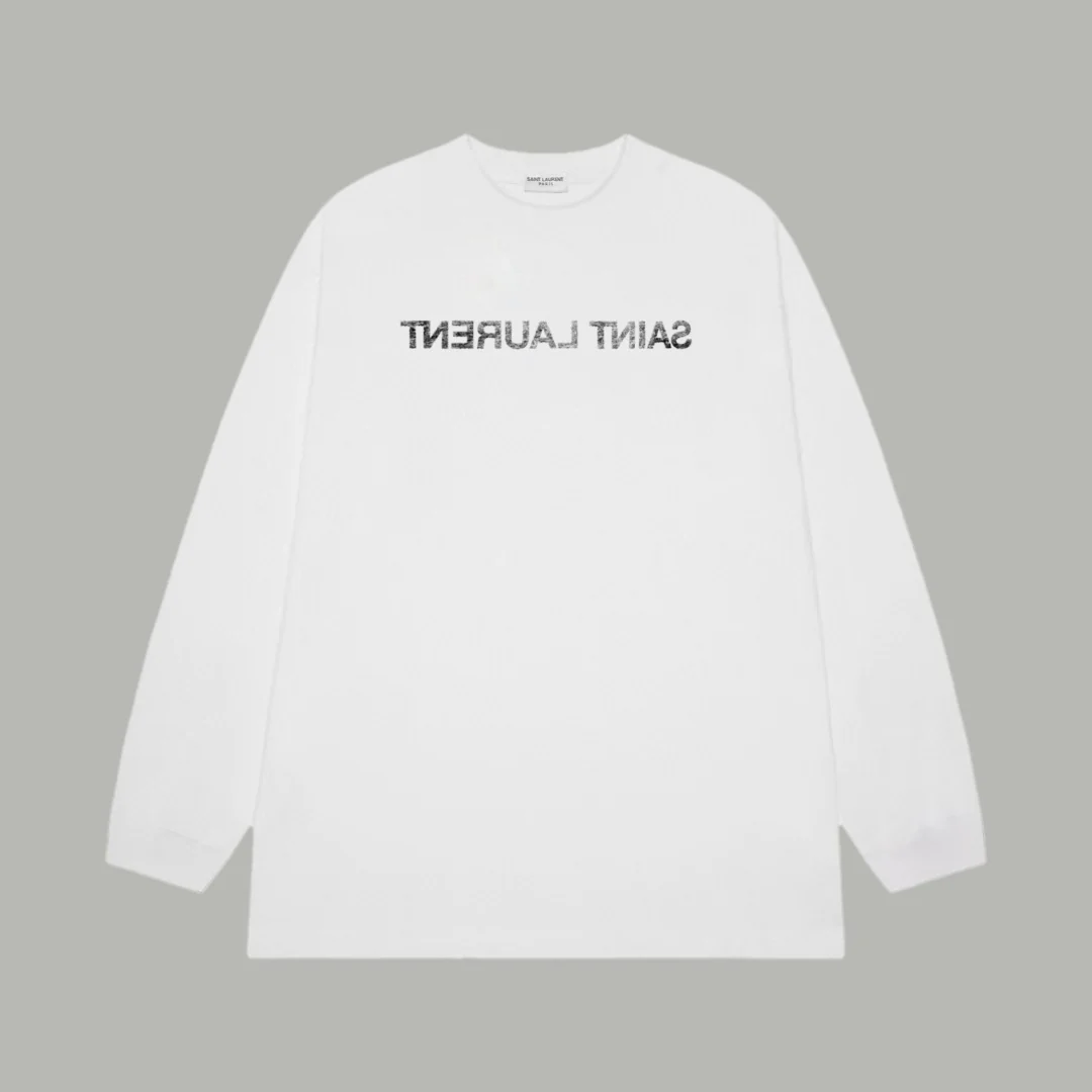 Mirror print cotton long-sleeved T-shirt