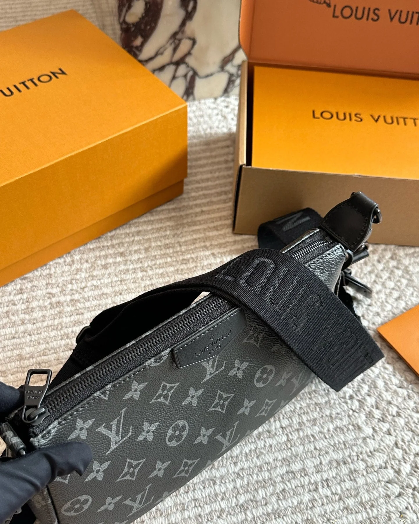 Men's Embossed Crossbody Bag