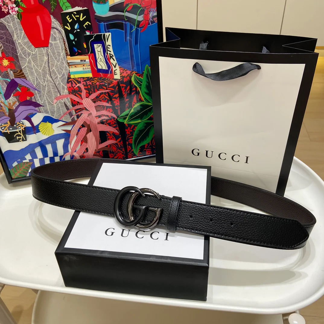 Pebbled Leather Colorblock Belt