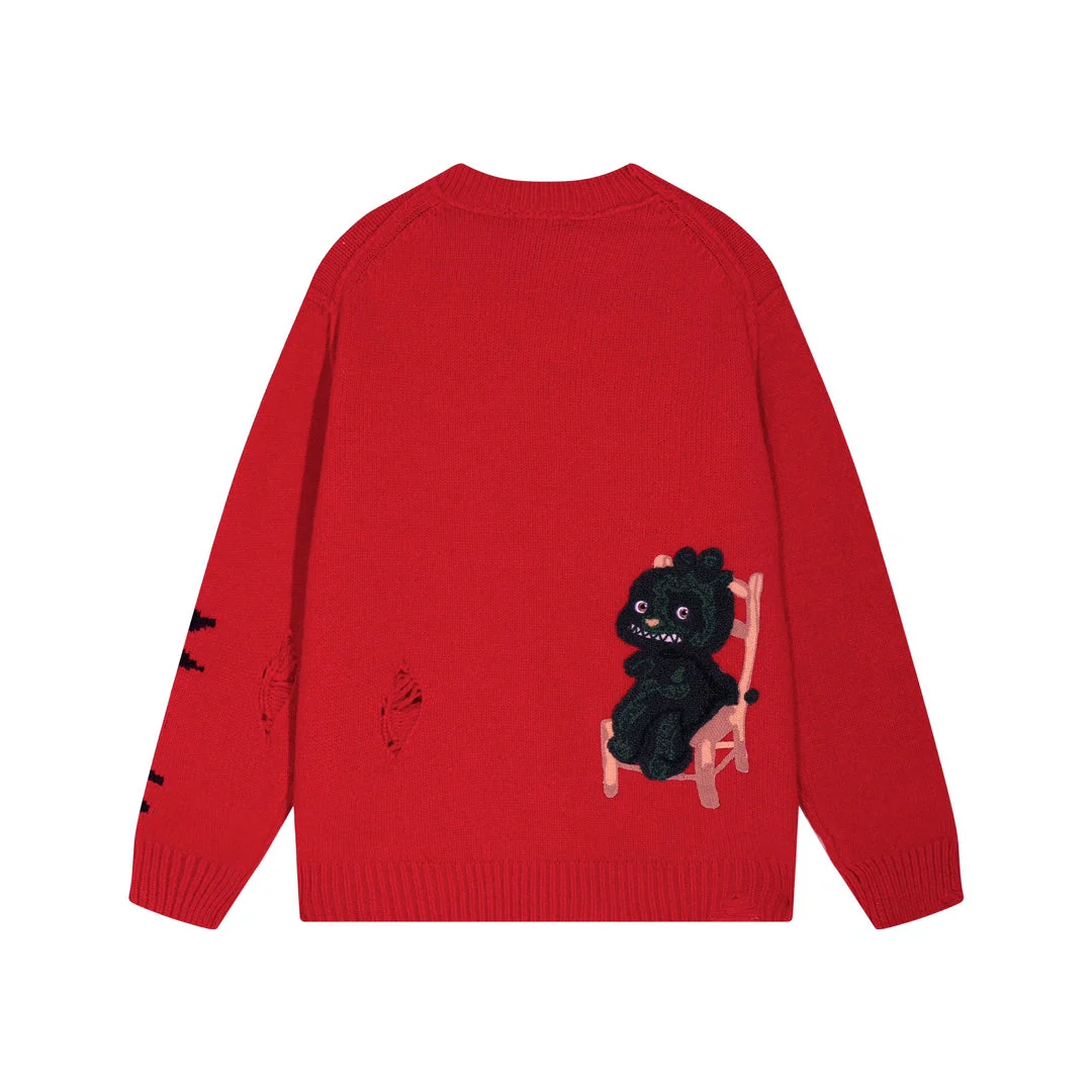 Ripped Knit Cashmere Sweatshirt