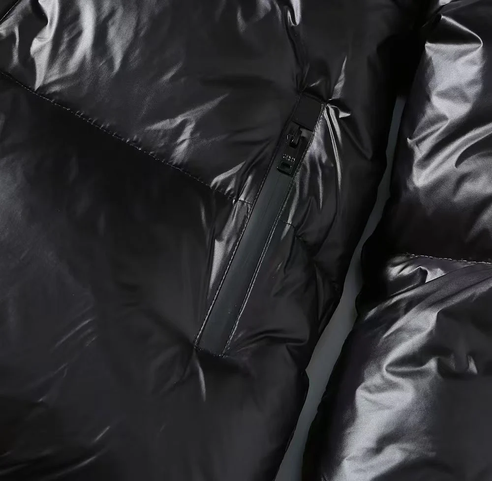 Silicone label hooded down jacket