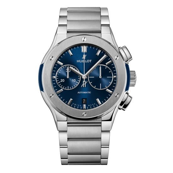 Hublot Classic Fusion Blue Chronograph Titanium Bracelet Ref. # 520.NX.7170.NX
