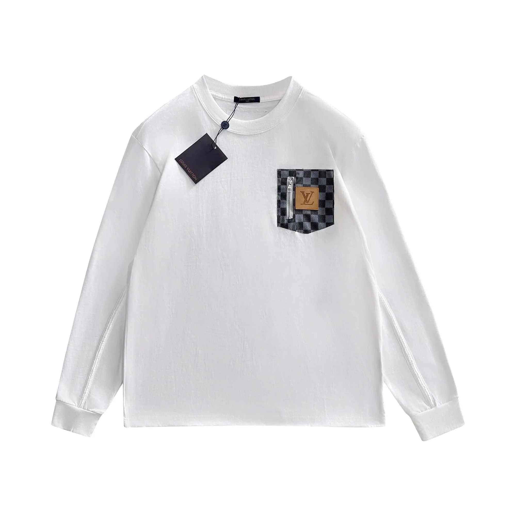 Checkerboard Pocket Long Sleeve T-Shirt