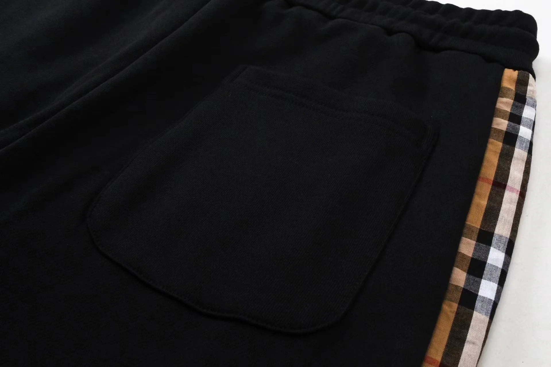 Plaid drawstring casual trousers