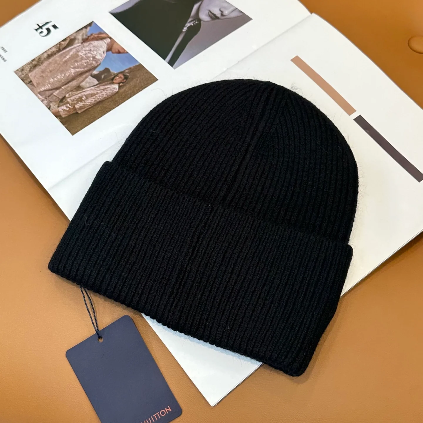 Floral embroidered knitted beanie