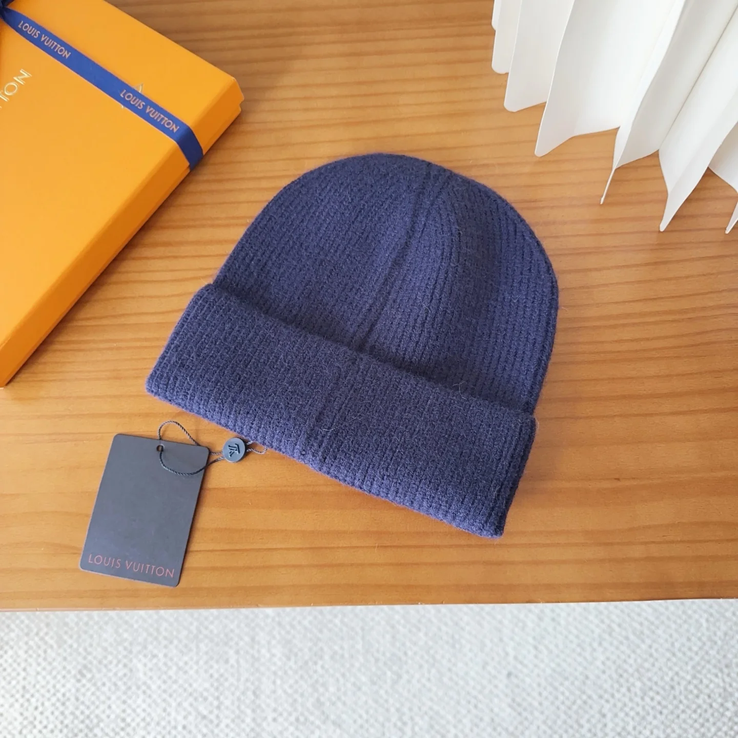 Leather Printed Cashmere Knitted Beanie