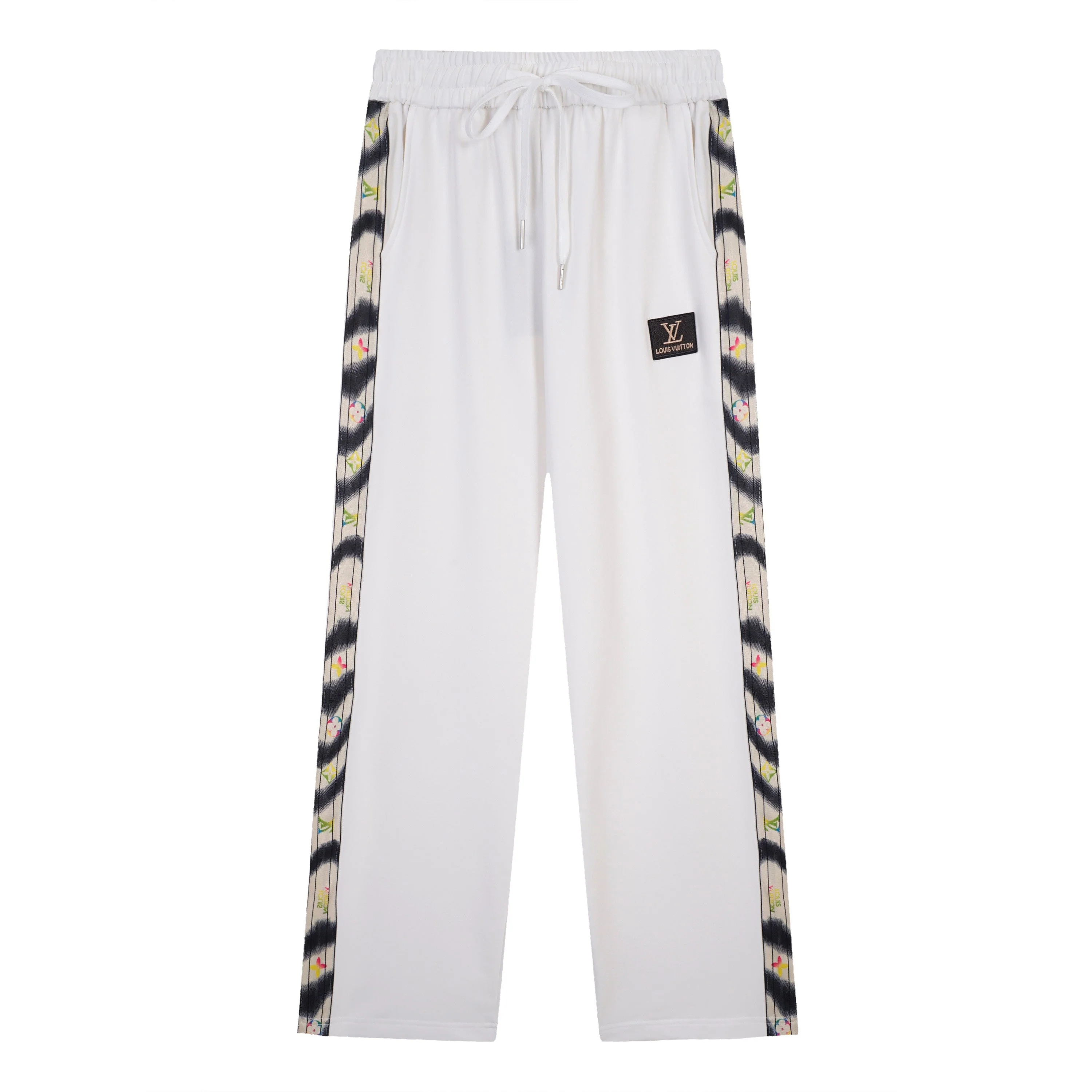 Embroidered drawstring casual trousers