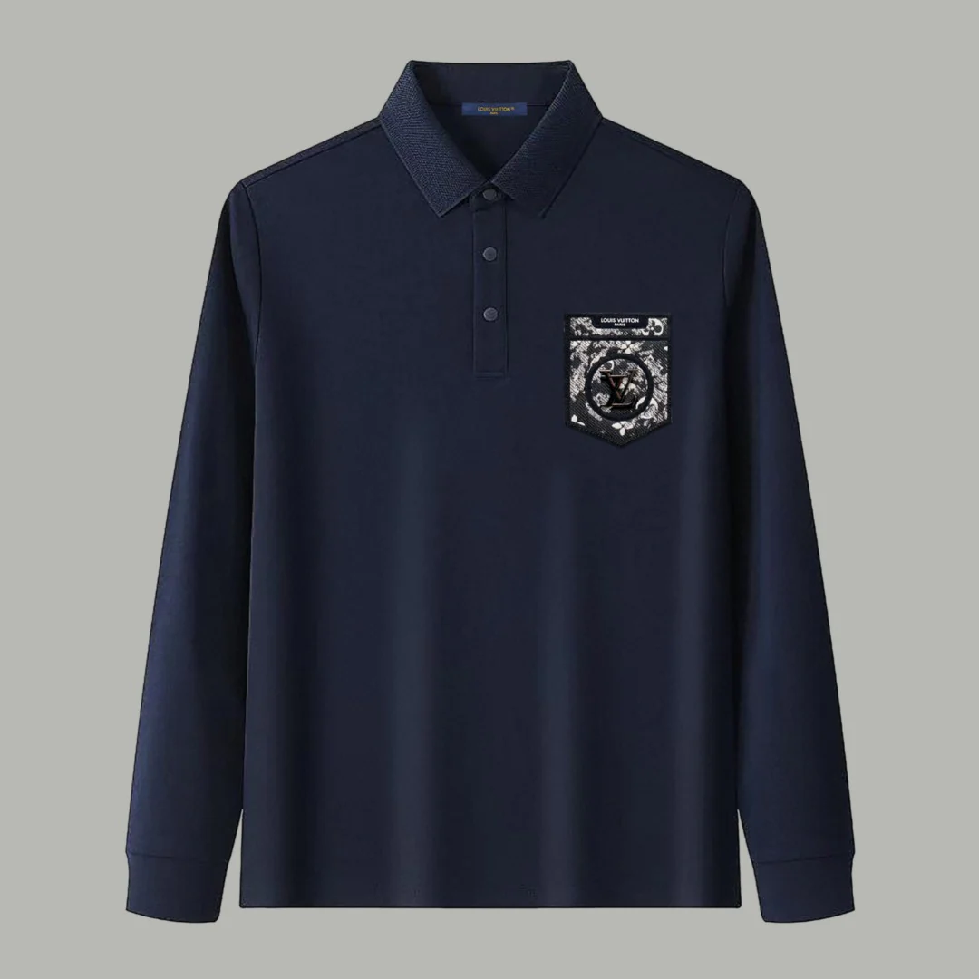 Pocket lapel polo long-sleeved T-shirt