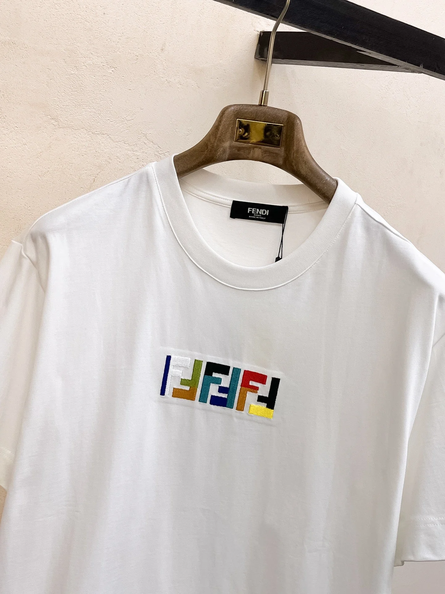 Embroidered rainbow T-shirt