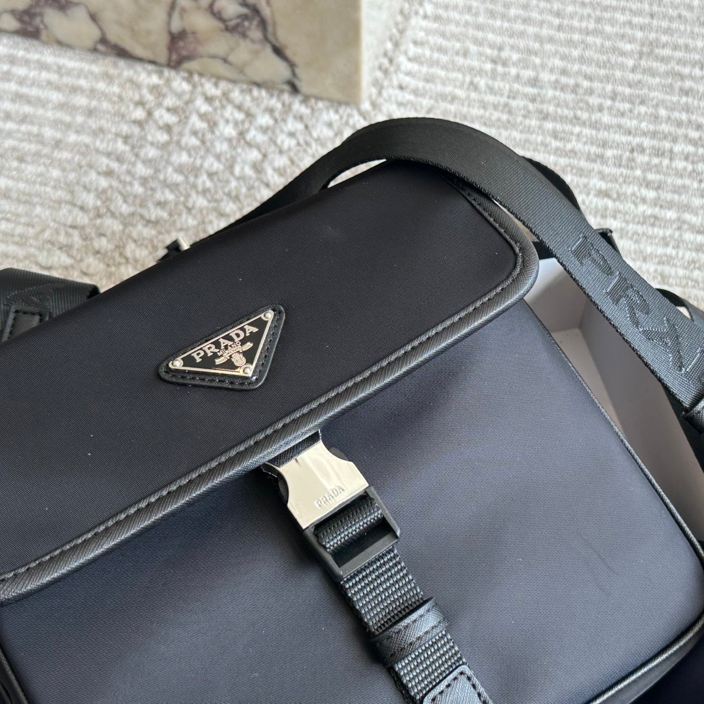 Men's Recycled Nylon Leather Crossbody Bag