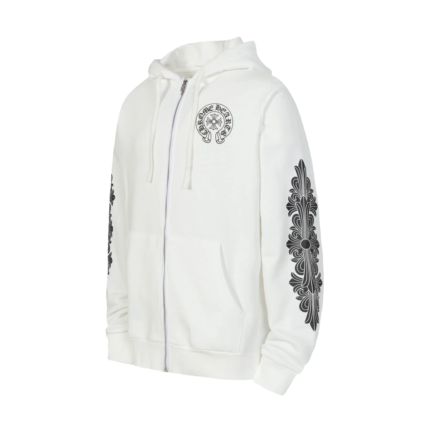 Printed zip-up sweatshirt cardigan