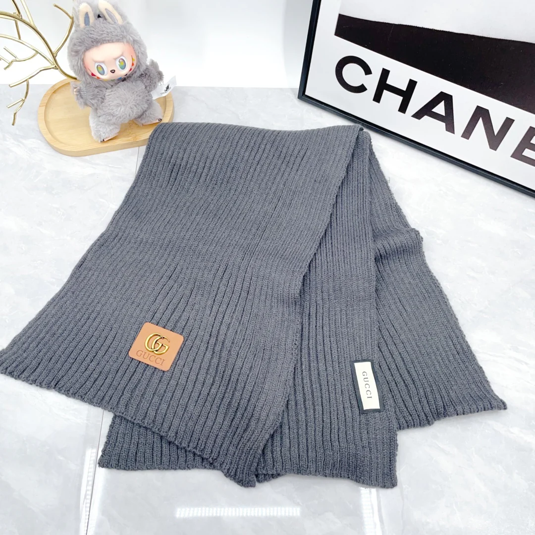 Metal Letters knitted scarf hat gloves set