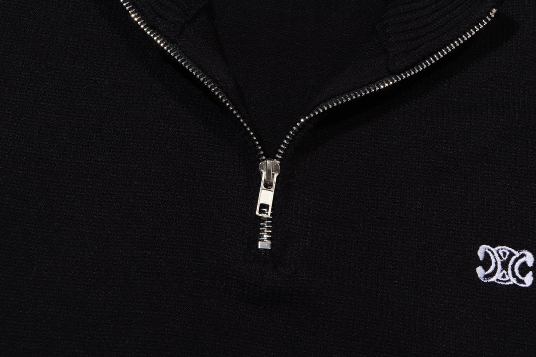 Zippered knitted cashmere sweatshirt