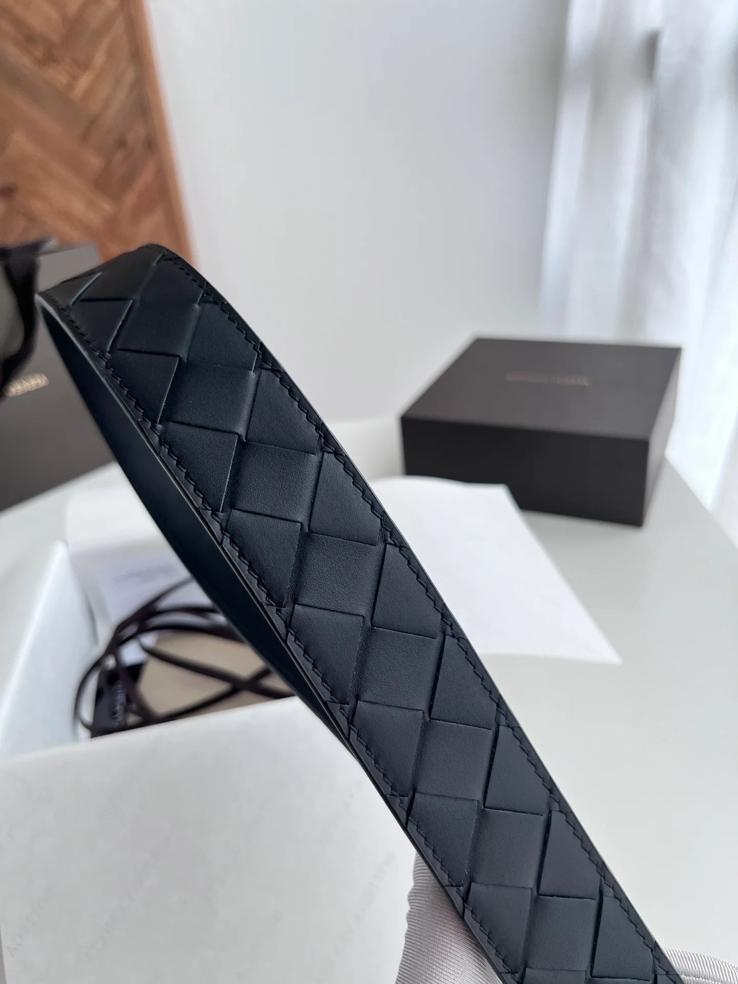 Braided calfskin belt