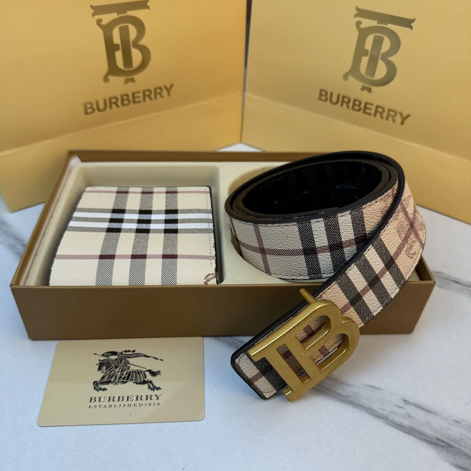 Monogram buckle wallet + belt gift box