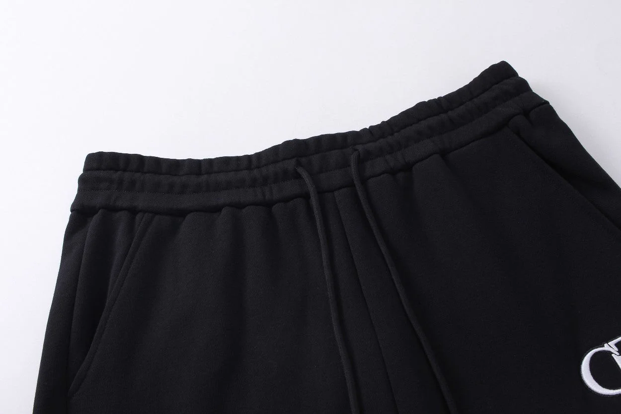 Embroidery drawstring casual trousers