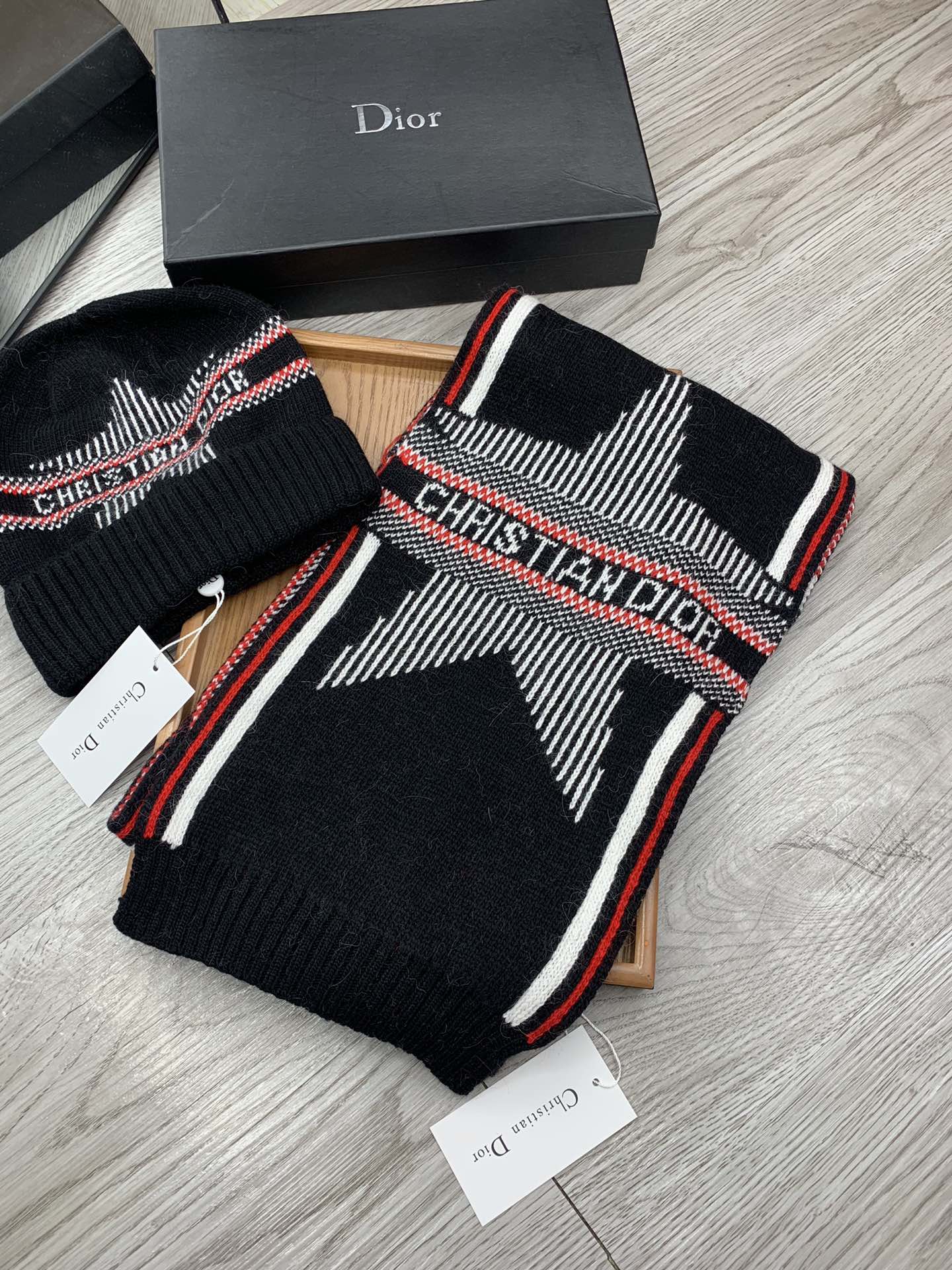 Star jacquard scarf and hat set