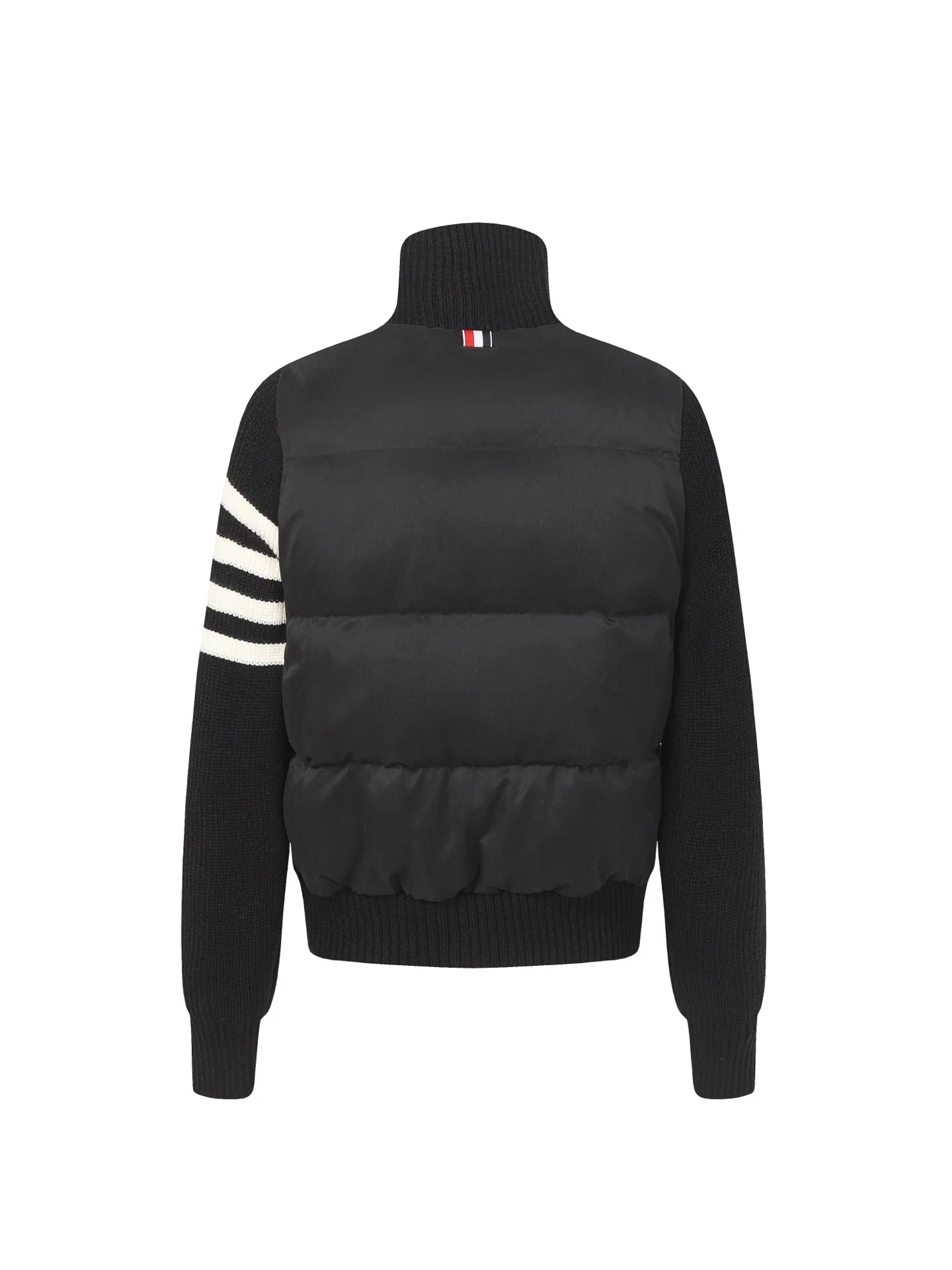 Knitted stand collar down jacket