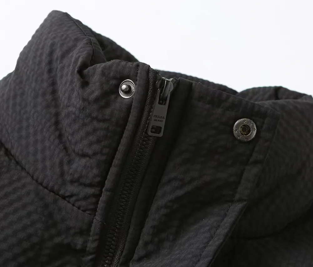 Striped zip-up down jacket