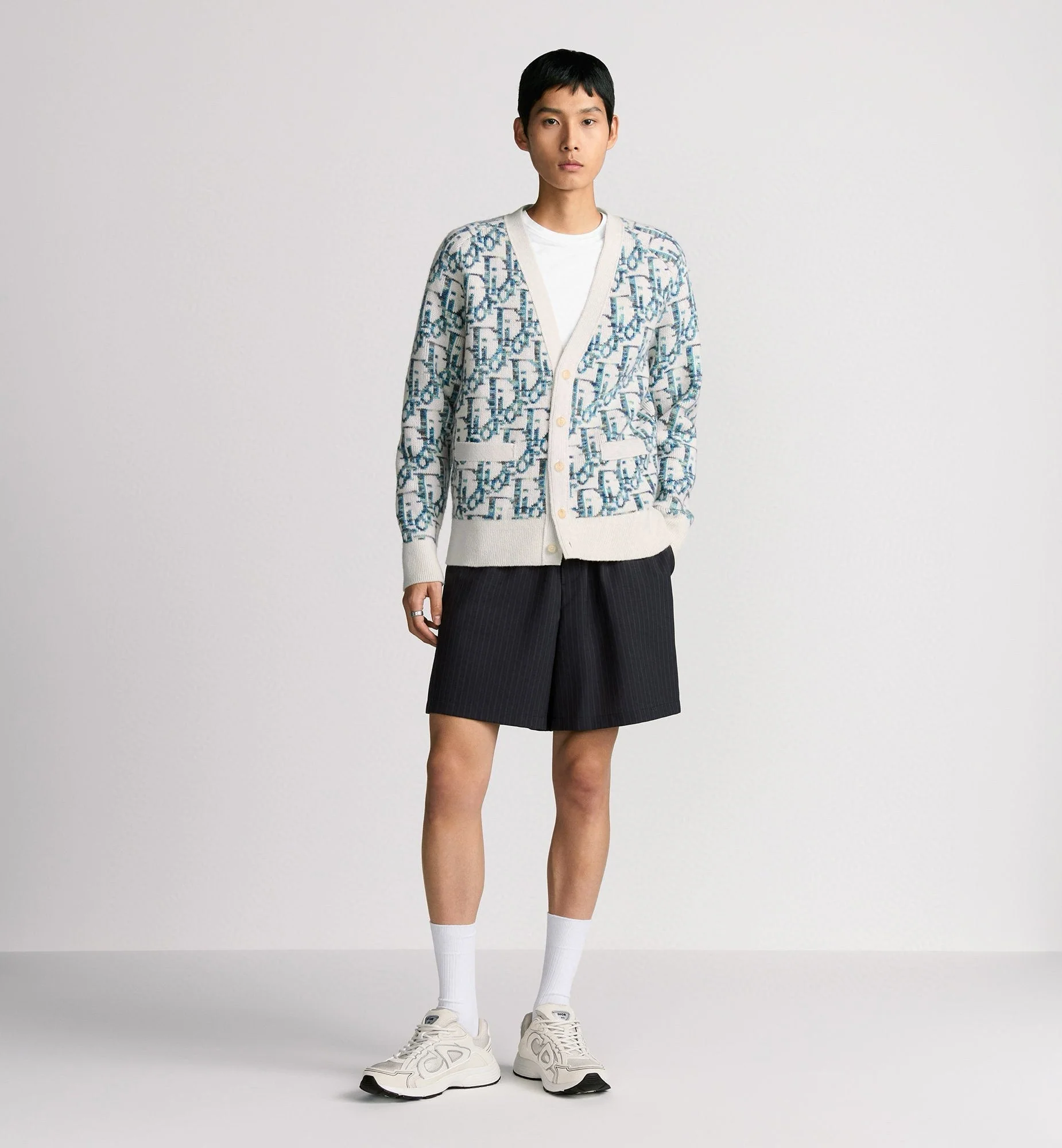 Knitted jacquard cashmere cardigan