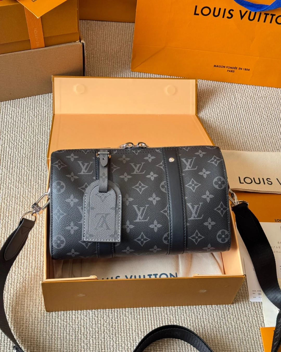 Men's Black and Gray Pillow Crossbody Bag