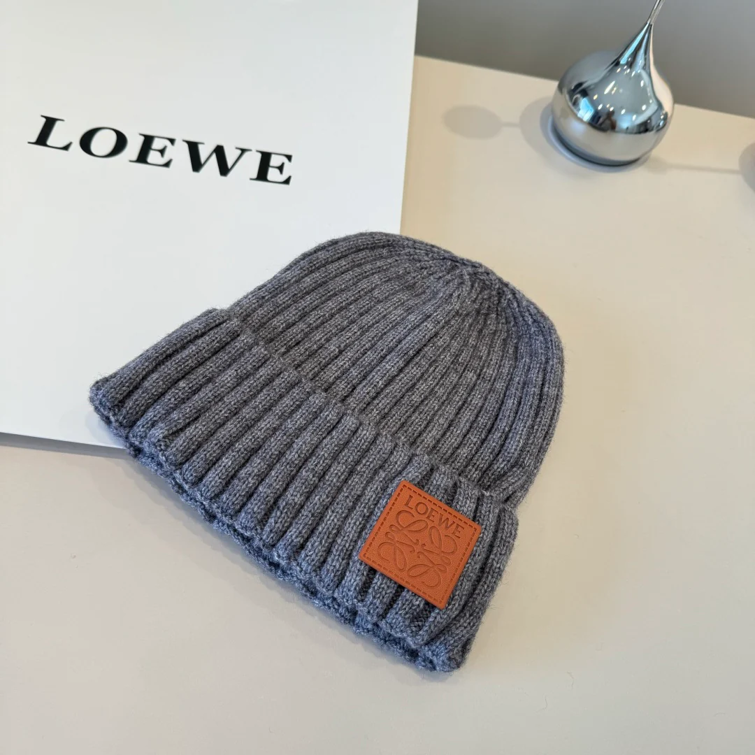 Leather Print Cashmere Knitted  Beanie
