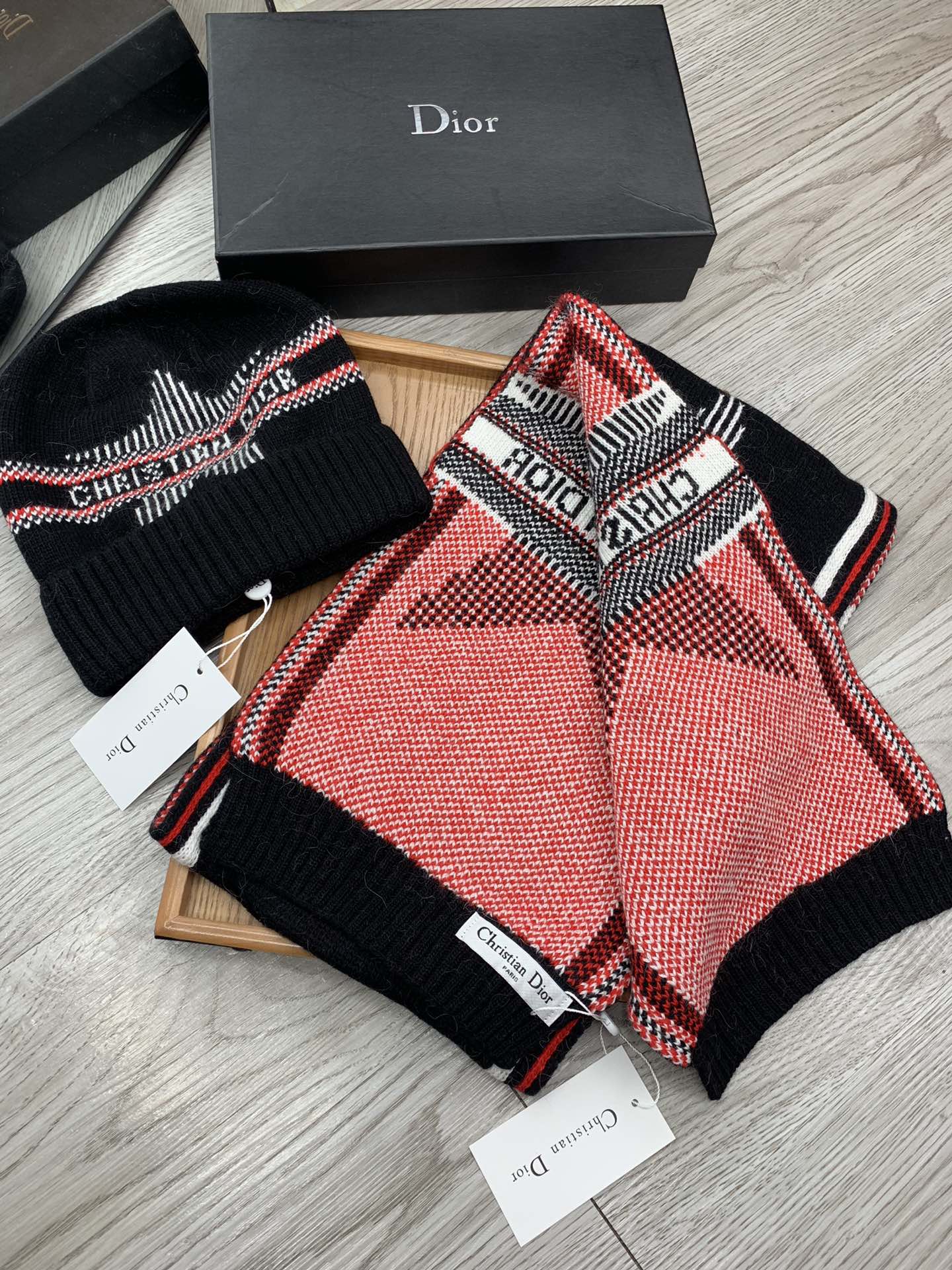 Star jacquard scarf and hat set